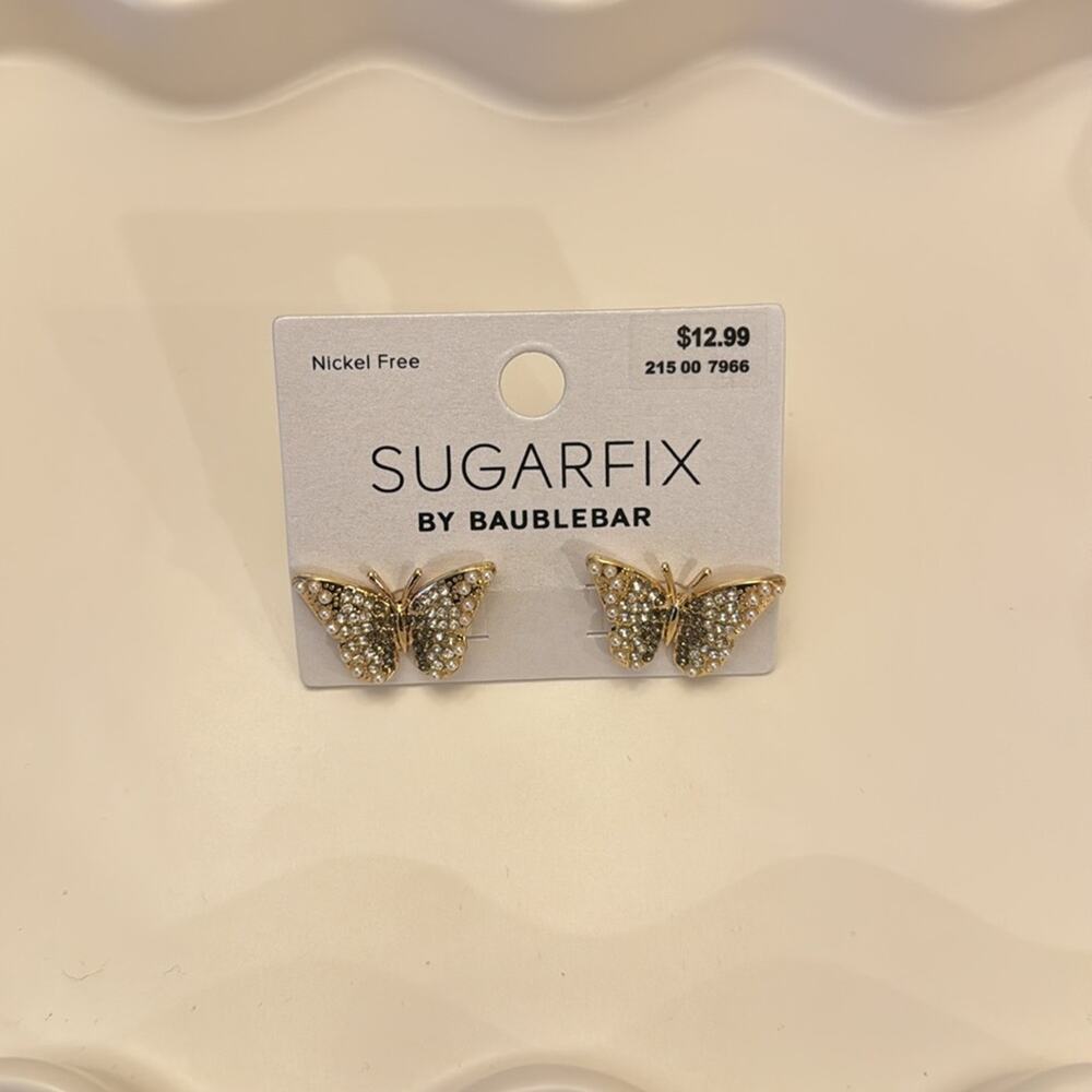 SUGARFIX by BaubleBar Crystal Wings Butterfly Stud Statement Earrings - Picture 3 of 4